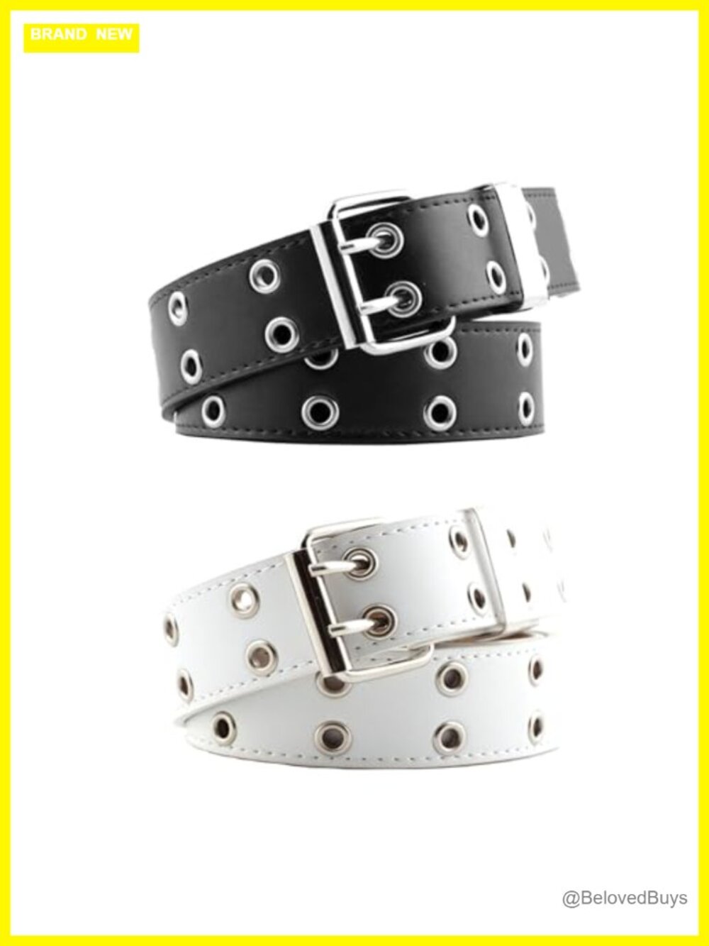 Vintage Punk Grommet Faux Leather Belt for Women Men - Double Buckle